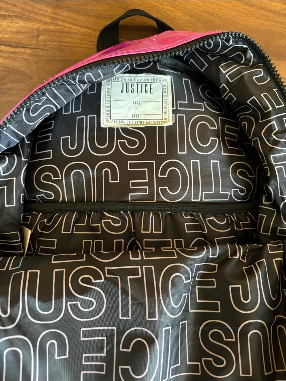 Justice Iridescent Pink Holographic Backpack